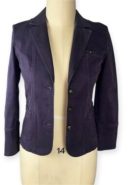 FDJ French Dressing Purple Washed Denim Blazer Jacket Small Petite